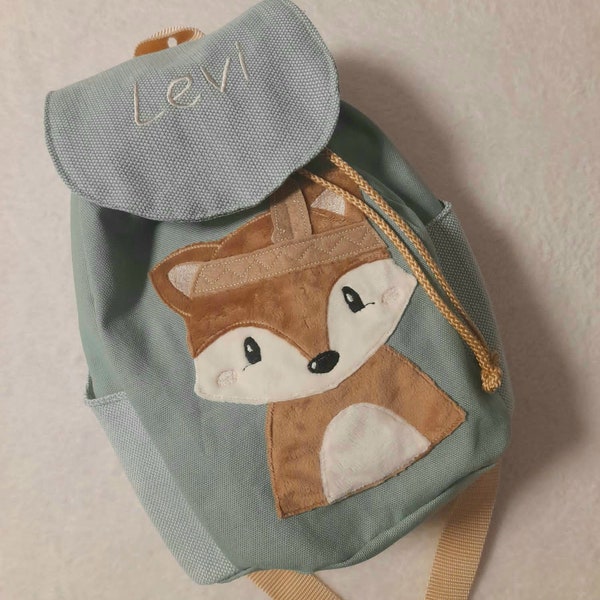 Kindergartentasche Kindergartenrucksack Boho Fuchs mint Kinderrucksack Kindertasche handgemacht personalisiert mit Name