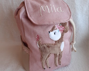 Kindergarten bag, kindergarten backpack, boho deer fawn design, children's backpack, children's bag personalized with name, handmade