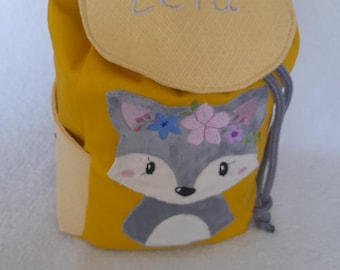 Kindergartentasche Kindergartenrucksack Boho Wolf Kinderrucksack Kindertasche handgemacht personalisiert mit Name