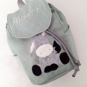 Kindergarten bag kindergarten backpack boho donkey mint children's backpack children's bag handmade personalized with name