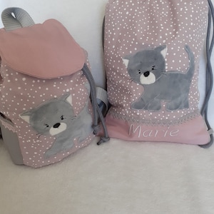 Children's backpack, kindergarten backpack, kita backpack, gym bag, boho cat personalized with name