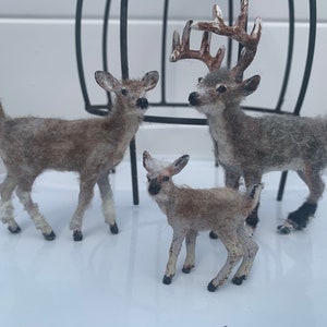 Dollhouse Miniature Reindeer, 1:12 Scale, furry reindeer, hand-painted