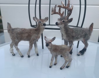 Dollhouse Miniature Reindeer, 1:12 Scale, furry reindeer, hand-painted