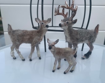 Dollhouse Miniature Reindeer, 1:12 Scale, furry reindeer, hand-painted