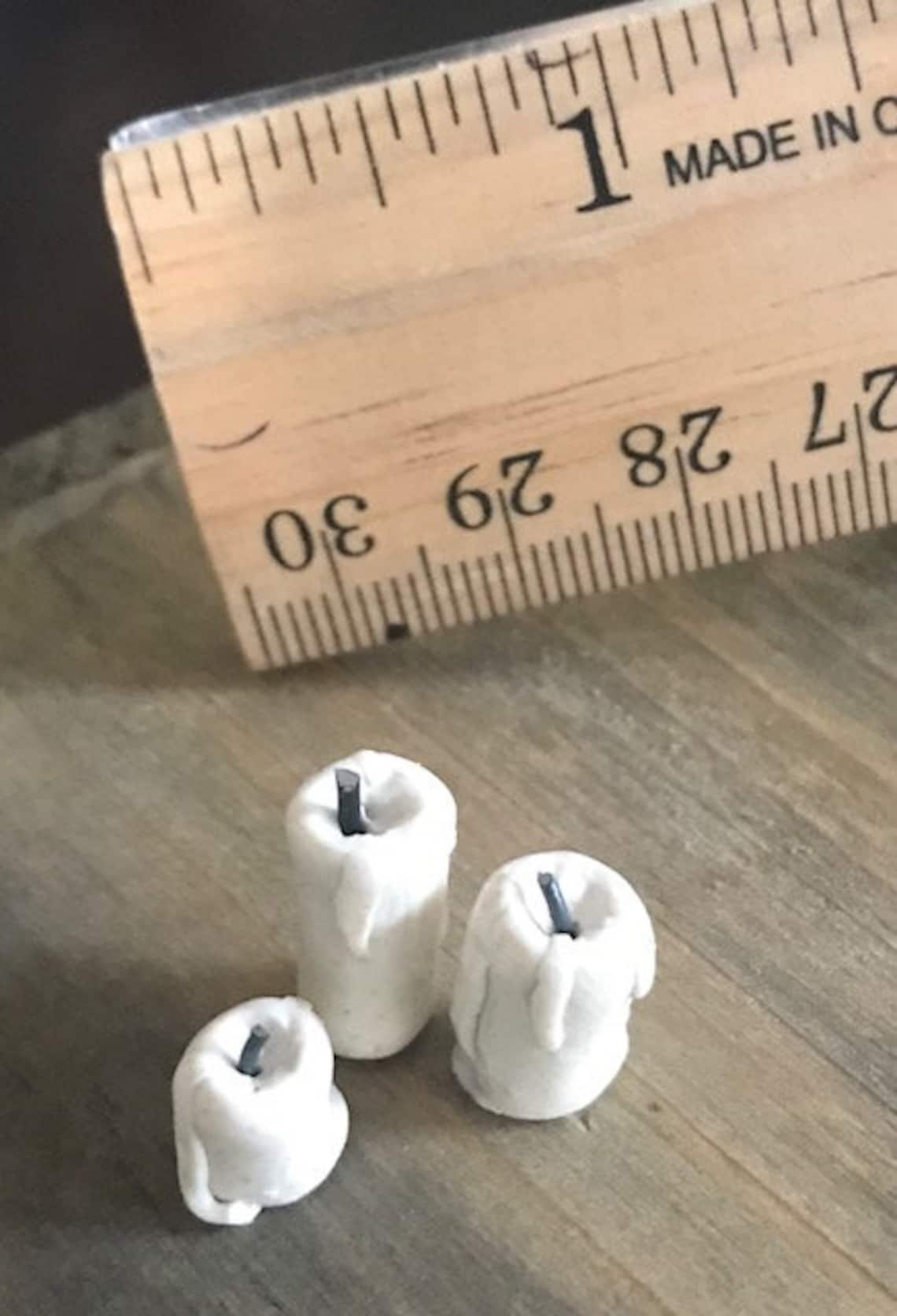 Dollhouse Miniature White Plastic Candles - Pack Of 12 Non-Working Decorative Candles