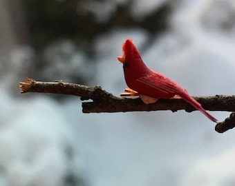 Cardenal en miniatura para casa de muñecas, escala 1:12, pajarito, jardín de hadas.