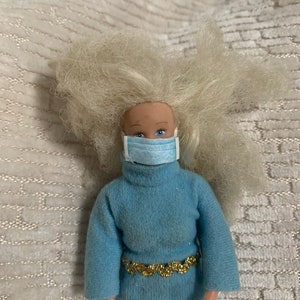 Dollhouse Miniature Face Mask, 1:12 Scale, Handmade mini mask