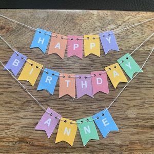 Dollhouse Miniature Birthday Banner/Garland with Personalization, 1:12 Scale, Miniature Birthday, Miniature Party, Mini bunting