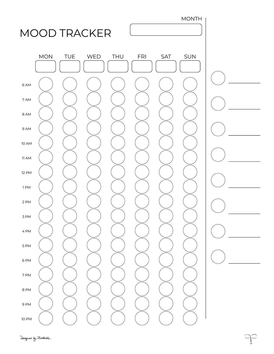 Mood Tracker, Printable Sheets, Digital Download, Minimalist - Etsy