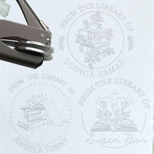 Da biblioteca de Embosser, carimbo de relevo de livro especial, carimbo de relevo de livro personalizado com café, carimbo de relevo de envelopes, carimbo de relevo manual