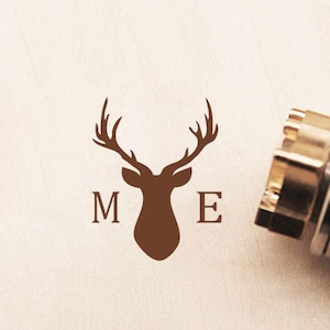 Ferro de marca de madeira personalizado para casamento/iniciais com cabeça de veado ferro de marca de madeira/presente de casamento/favores de casamento diy
