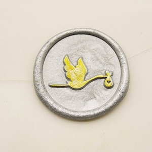 cegonha com selo de cera de bebê, kit de selo de cera personalizado, selo de cera, selo de cera CS36