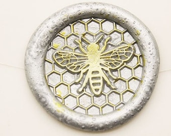 Bee and honeycomb wax seal stamp, honey bee Bee wax seal Stamp with wooden handle, , Christmas Gift ,Decoration Parcel  W555