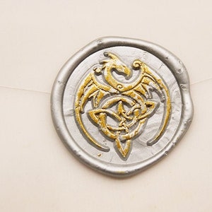 Kit timbro sigillo ceralacca runa drago decorazione confezioni regalo buste pacchi biglietti lettere inviti matrimonio CS13