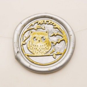 süsse Eule im Zweig Wachssiegel Stempel- Eule Wachssiegel Kit-Tier Wachsstempel-Stempel für Hochzeit-C546