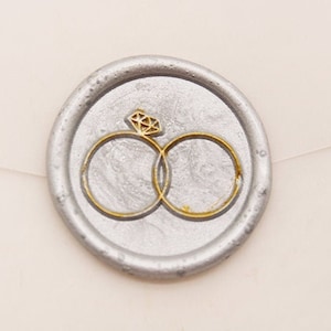 Diamond ring wax seal stamp - Custom initials wax stamp kit-wedding invitation gift C589
