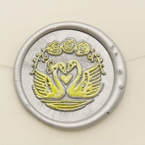 Liefdespaar zwaan lakzegelstempel-aangepaste lakzegelkit-wasstempel,-zegellakstempel
