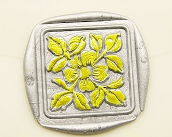 Square Sakura Seal Stamp, Flower Wax Seal, Wedding Seal, Flower