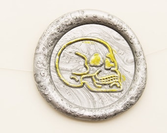 Schedel lakzegel stempel, schedel lakzegel zegel, skelet zegellak stempel w515