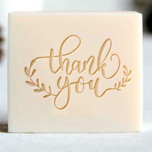 Grazie timbro sapone, alloro grazie sapone fai-da-te, timbro sapone personalizzato, timbro sapone acrilico