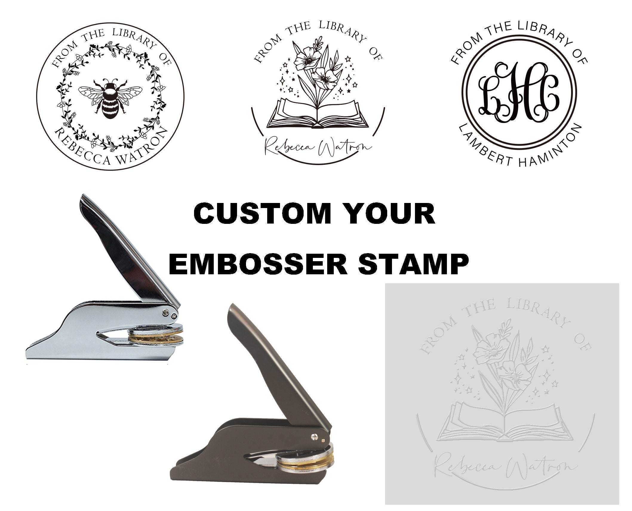 Custom Monogram Embosser, Monogram Embosser, Custom Embosser, Embosser  Stamp, Embossing Stamp, Embosser, Paper Embosser, Wedding Embosser 