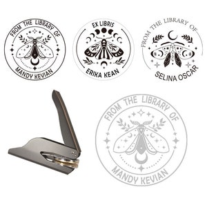 Timbro per goffratura a forma di insetto, timbro per goffratura di libri a forma di insetto, timbro per goffratura con logo personalizzato, timbro per sigillo in ceralacca per matrimonio, timbro per goffratura personalizzato - Ex libris