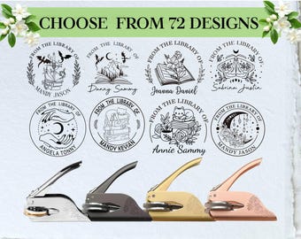 72 Design Custom Library Embosser stamp/Book Lover Gifts / Wedding Embosser/Personalized Book Embosser/ From the Library of/Ex Libris