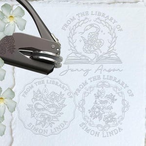 Custom Floral Snake Embosser , Personalized library stamp,Book Lover Gifts,Form the Library Embosser,Personalized embosser,Wedding Embosser