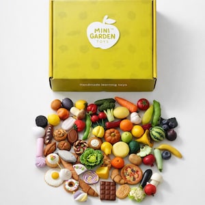 Juego definitivo de 74 miniaturas de comida, colección completa de frutas hechas a mano con arcilla polimérica.