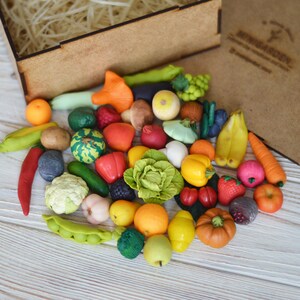 Miniature vegetables and fruits Polymer clay miniatures Montessori toys image 3