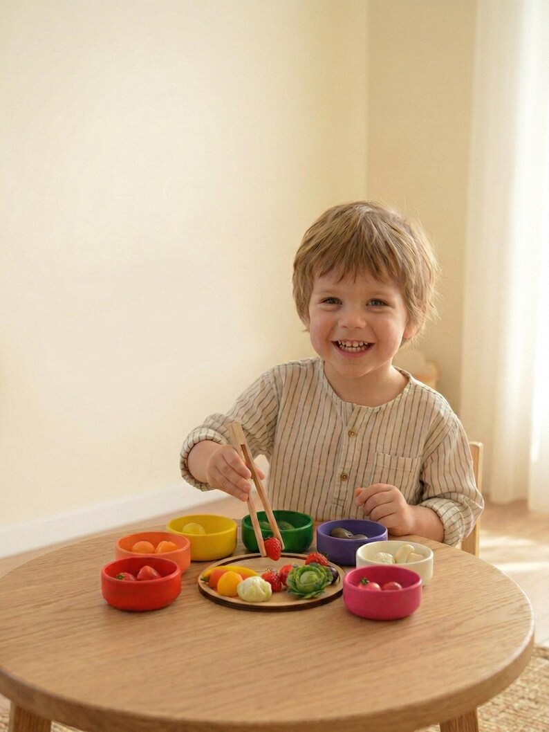 Montessori Color Sorting Activity With Wooden Plates and Tweezers ...