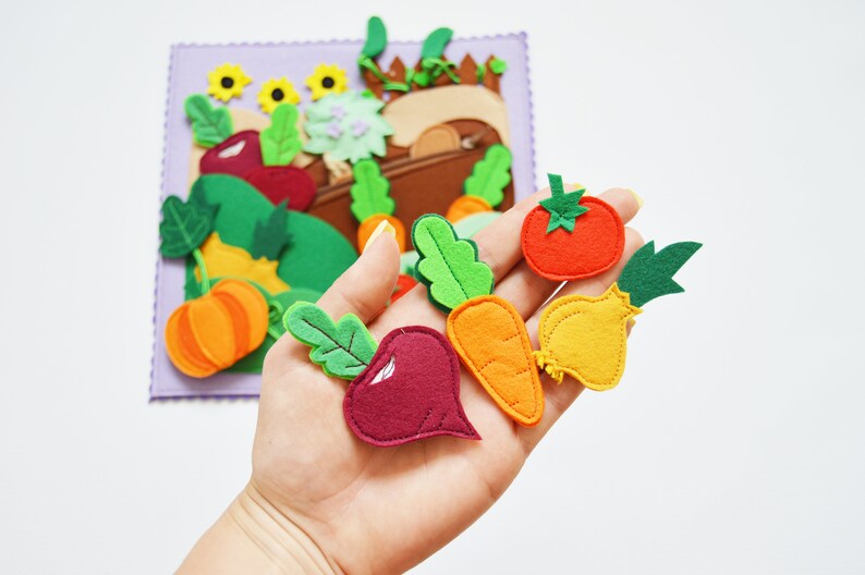 Felt Vegetable Garden Playset Montessori Toys Felt Quiet Book Etsy