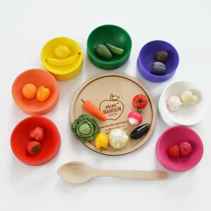 Montessori Color Sorting Game – Wooden Bowls & Mini Vegetables – Matching Game – Fine Motor Skills Toy
