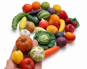 40 piece miniature garden discovery kit, handcrafted polymer clay fruit and vegetable toys
