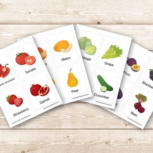 Instant Download Printable Montessori Flashcards Vegetables & Fruits ...