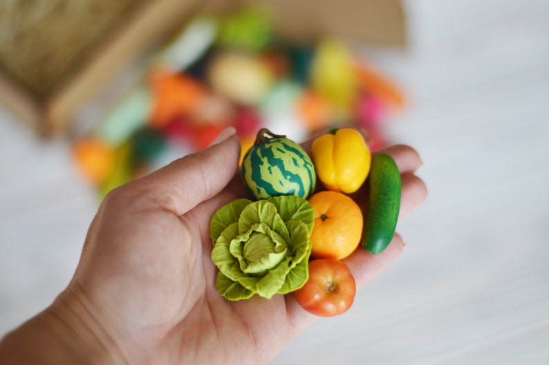 Miniature vegetables and fruits Polymer clay miniatures Montessori toys image 5