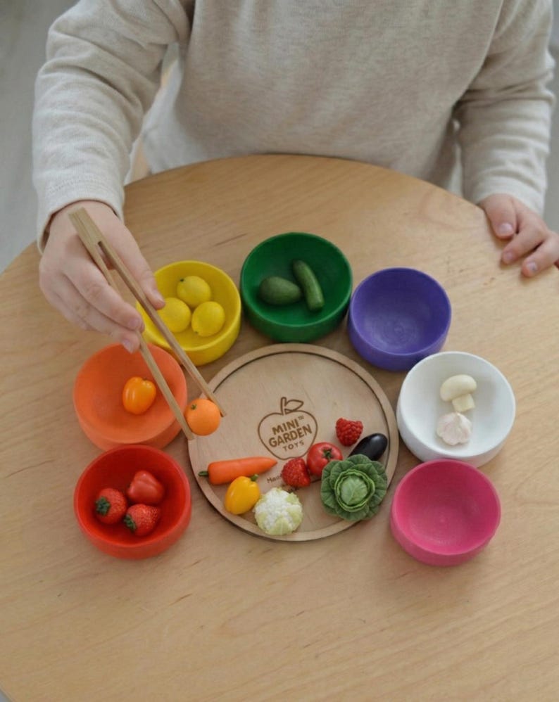 Montessori Color Sorting Activity With Wooden Plates and Tweezers ...