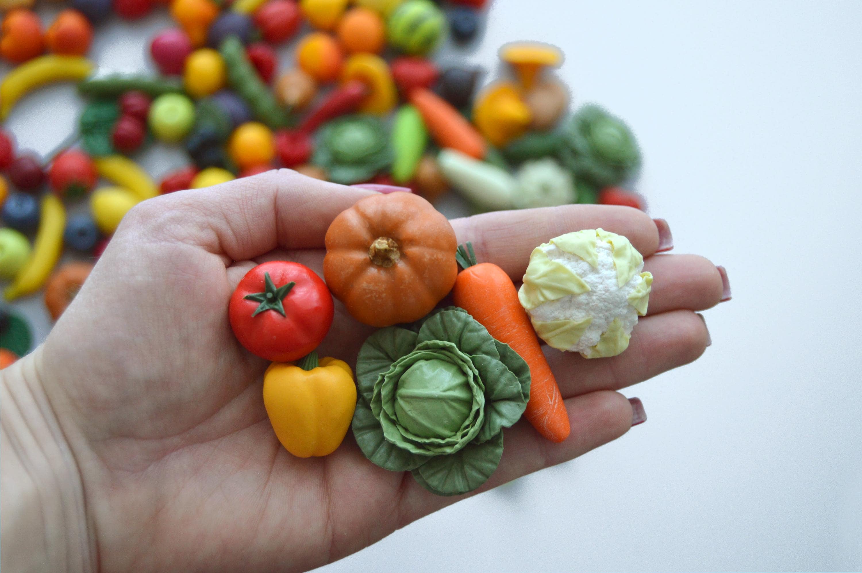 Miniature Vegetables & Fruits – Montessori Sensory Toys – Pick Your Own – Handmade Play Food for Toddlers and Kids