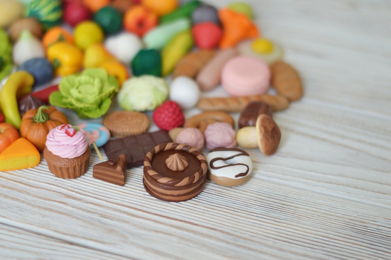 Miniature vegetables Polymer clay food Montessori toys Sensory toys Play kitchen Dollhouse play food Fake vegetables Preschool activities