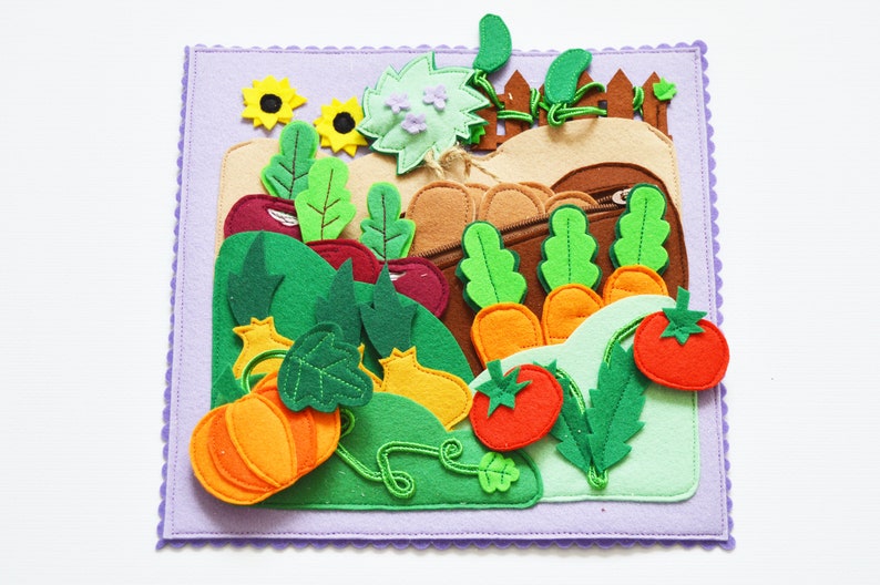 Felt Vegetable Garden Playset Montessori Toys Felt Quiet Book Etsy