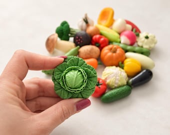 Miniature Polymer Clay Vegetables, Realistic Miniatures for Learning Activities & Pretend Play, Sold Individually