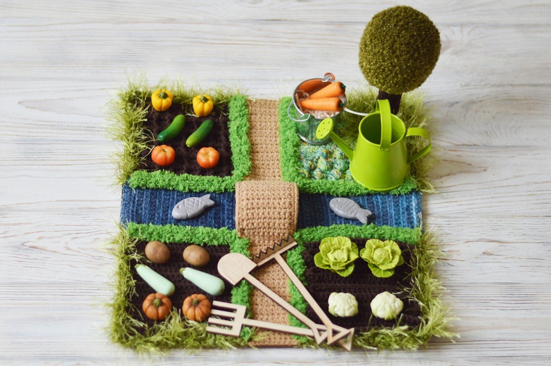 Play garden set Play mat Pretend play Montessori toys Waldorf Etsy