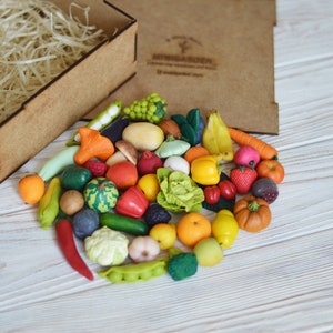 Miniature vegetables and fruits Polymer clay miniatures Montessori toys image 2