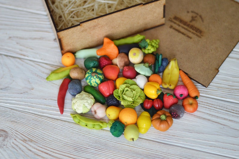 Miniature vegetables and fruits Polymer clay miniatures Montessori toys image 3