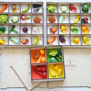 Sorting set Polymer clay vegetables Montessori objects First birthday gift Sensory toys  Preschool learning Wooden toys Flash cards Food toy