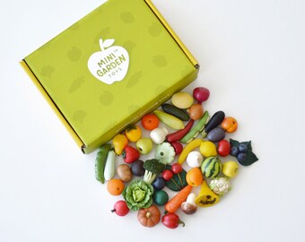 Miniature Vegetables and Fruits - Polymer Clay Montessori Toys - Educational Miniatures for Kids