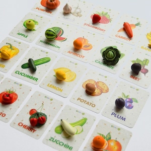 Miniatur-Gemüse Früchte Montessori Materialien Polymer-Ton-Miniaturen Montessori-Karteikarten Montessori-Spielzeug Sinnesspielzeug Logopädie