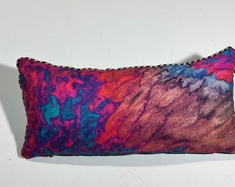 Decorative Pillow Using Original Art "Kinel", One of a Kind Handmade, 17" X 8"