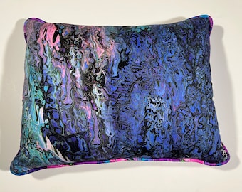 Mojave Turquoise Art Pillow: Handmade Decorative Pillow with Purple Sparkle Back (20"x15")