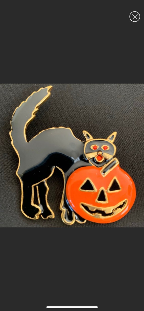 Scary Black Cat with Jack-O-Lantern